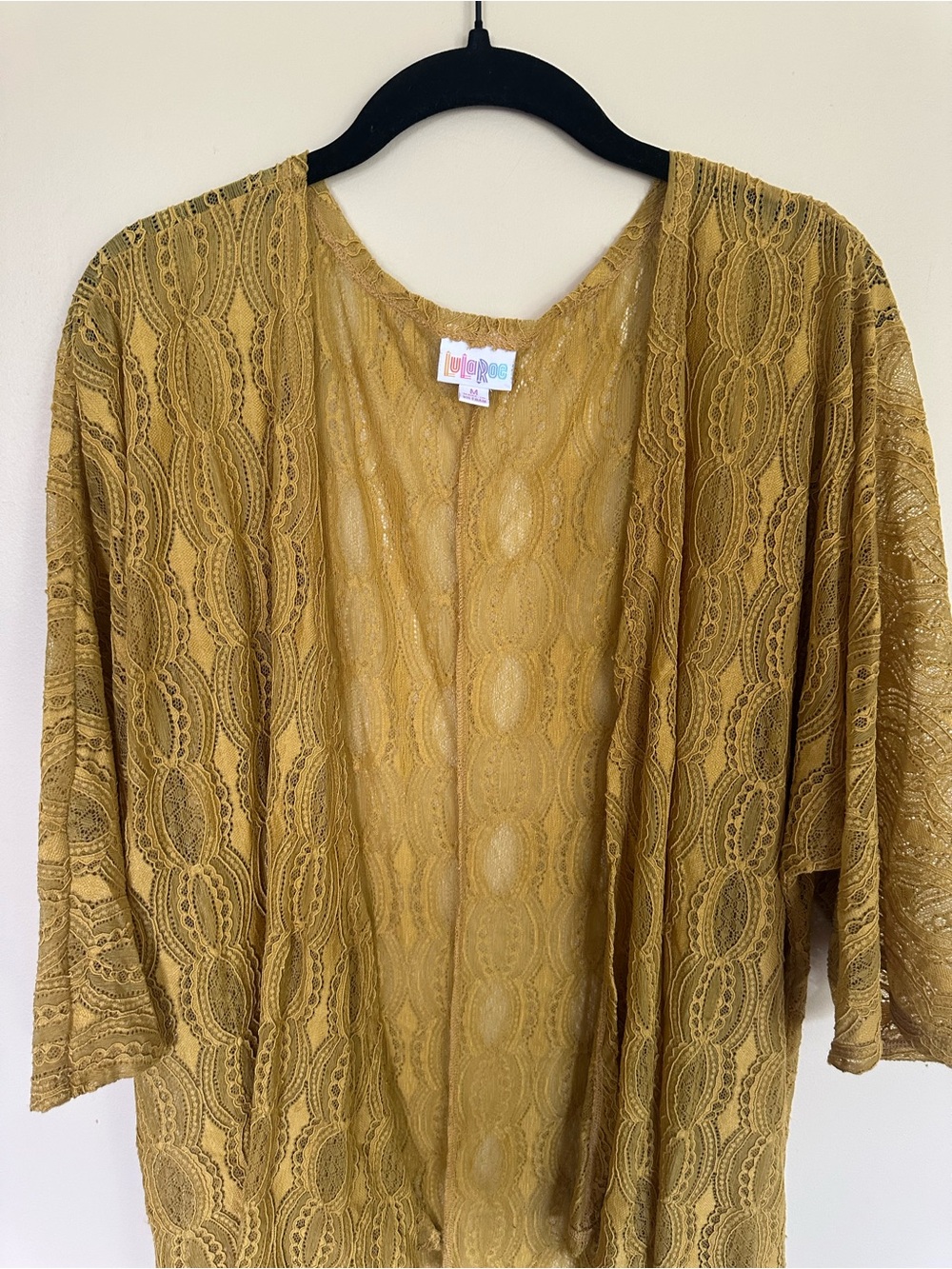 LuLaRoe Mustard Lace Overlay Cardigan
